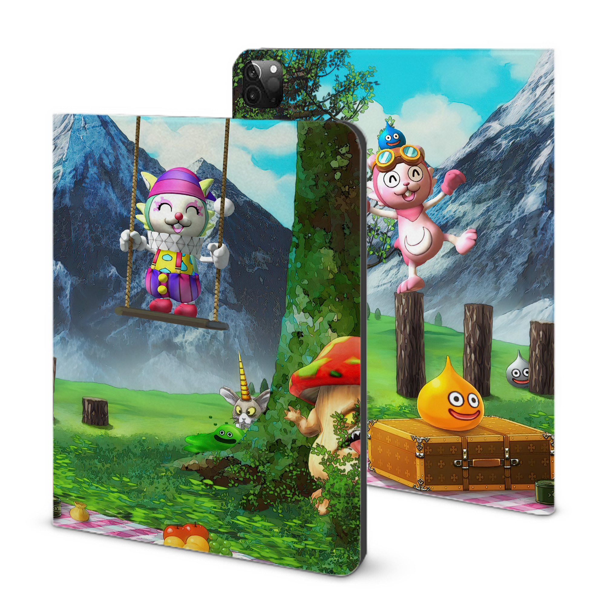 （画像用） ドラゴンクエスト Doragon Kuesuto Dragon Quest IPadケース ペンホルダー付き ブックスタイルデザイン
